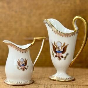 Pair of Limoges Footed Creamers – Presidential Seal – Nat’l Remembrance Shop